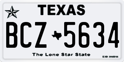 TX license plate BCZ5634