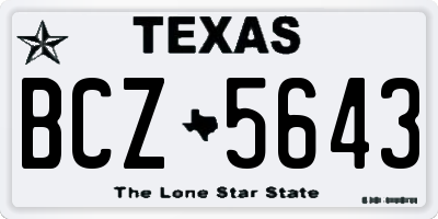 TX license plate BCZ5643