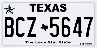 TX license plate BCZ5647