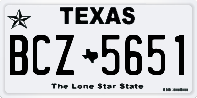 TX license plate BCZ5651