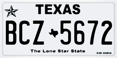 TX license plate BCZ5672