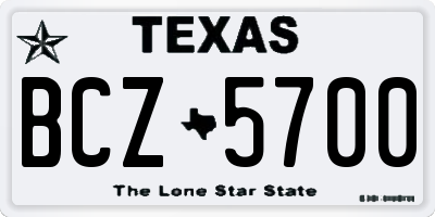 TX license plate BCZ5700