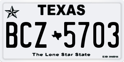 TX license plate BCZ5703