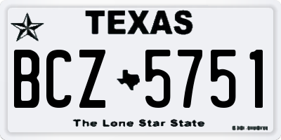 TX license plate BCZ5751