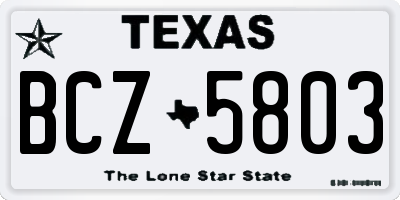 TX license plate BCZ5803