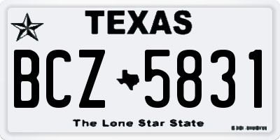 TX license plate BCZ5831