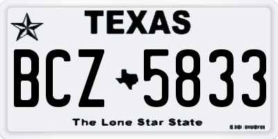 TX license plate BCZ5833