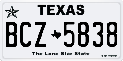 TX license plate BCZ5838