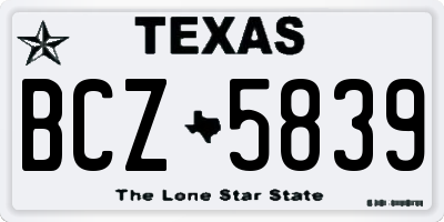 TX license plate BCZ5839