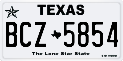 TX license plate BCZ5854