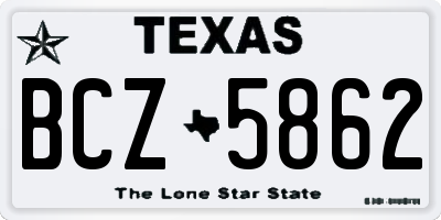 TX license plate BCZ5862