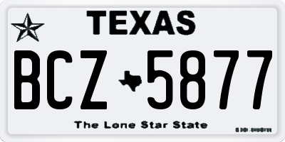 TX license plate BCZ5877