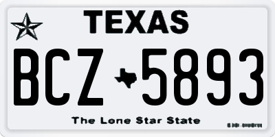 TX license plate BCZ5893