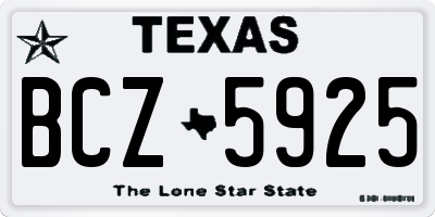 TX license plate BCZ5925