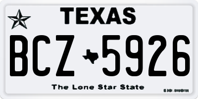 TX license plate BCZ5926