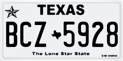 TX license plate BCZ5928