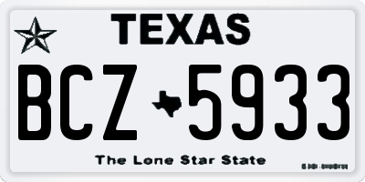 TX license plate BCZ5933
