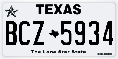 TX license plate BCZ5934