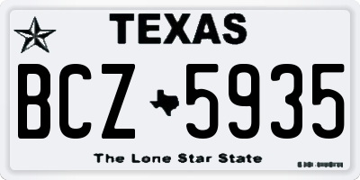 TX license plate BCZ5935