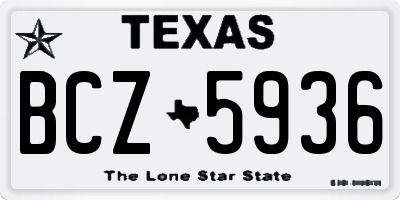 TX license plate BCZ5936