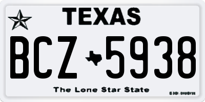 TX license plate BCZ5938