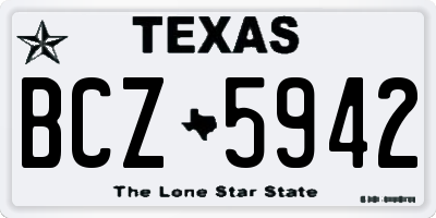 TX license plate BCZ5942