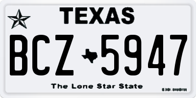 TX license plate BCZ5947