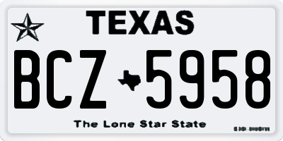 TX license plate BCZ5958