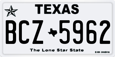 TX license plate BCZ5962