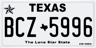 TX license plate BCZ5996