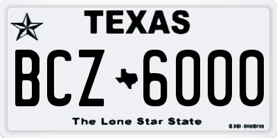 TX license plate BCZ6000