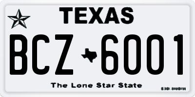 TX license plate BCZ6001
