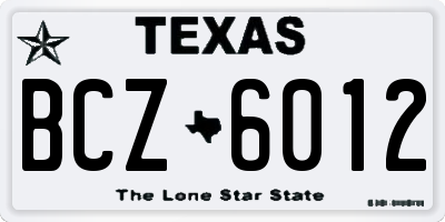 TX license plate BCZ6012