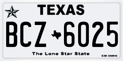 TX license plate BCZ6025