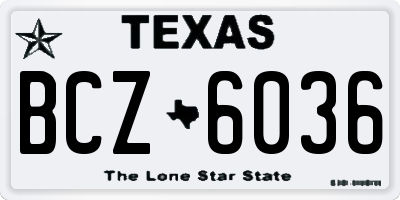 TX license plate BCZ6036
