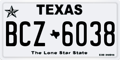 TX license plate BCZ6038