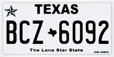 TX license plate BCZ6092