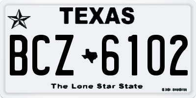 TX license plate BCZ6102