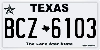 TX license plate BCZ6103