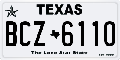TX license plate BCZ6110