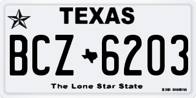 TX license plate BCZ6203