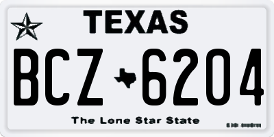 TX license plate BCZ6204