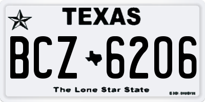 TX license plate BCZ6206