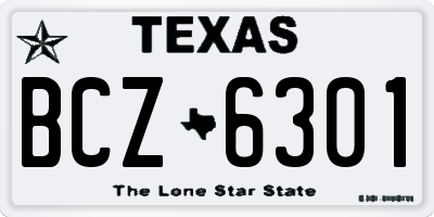 TX license plate BCZ6301