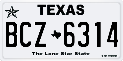 TX license plate BCZ6314