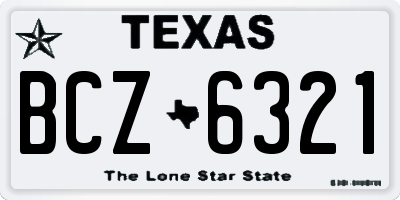 TX license plate BCZ6321