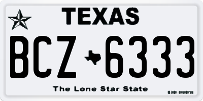 TX license plate BCZ6333