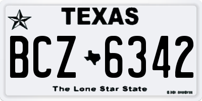 TX license plate BCZ6342
