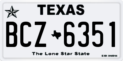 TX license plate BCZ6351