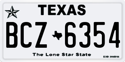 TX license plate BCZ6354